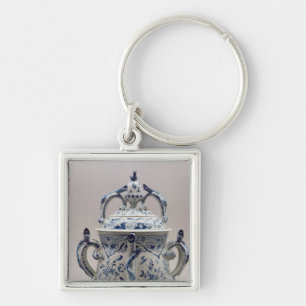 Chaveiro Pote, azul e branco do posset de Lambeth Delftware