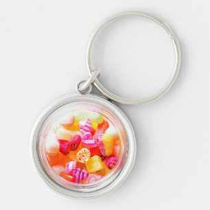 Chaveiro Pote de doces de fita, cor-de-rosa nostálgico e bo