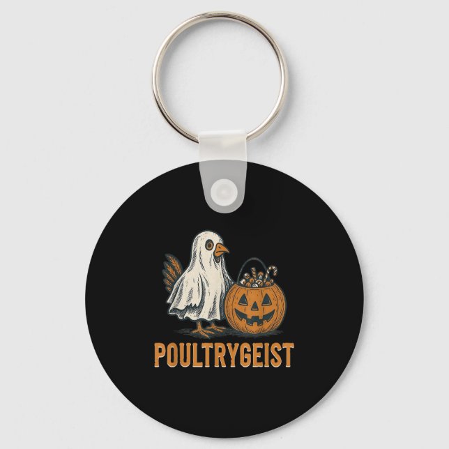 Chaveiro Poultrygeist Chicken Ghost Pumpkin Costume Hallowe (Frente)