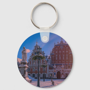 Chaveiro Praça da Prefeitura de Riga no inverno