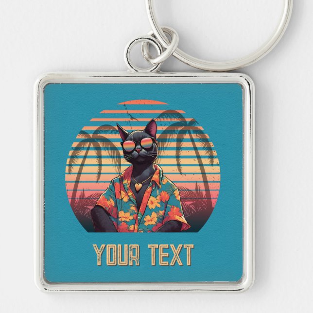 Chaveiro Praça de Atitude de Gato Tropical do eterno (Frente)