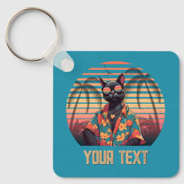 Chaveiro Praça de Atitude de Gato Tropical do eterno