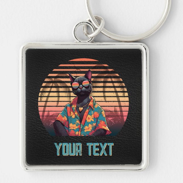 Chaveiro Praça de Atitude de Gato Tropical do eterno (Frente)