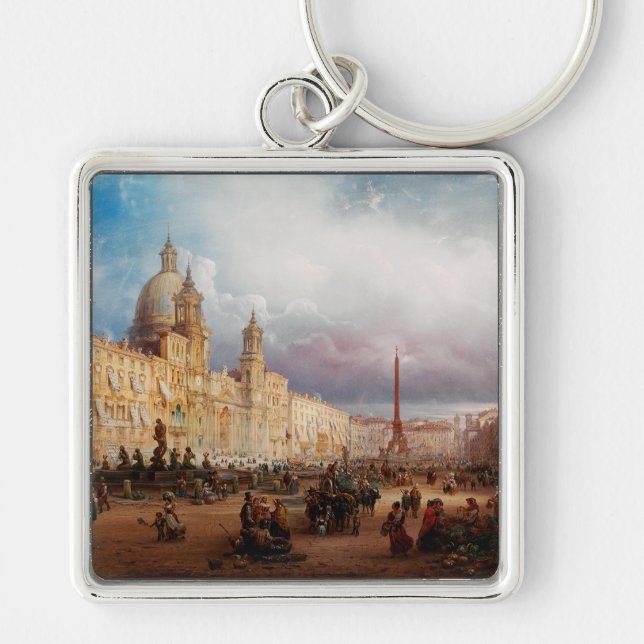 Chaveiro Praça Navona Mercado Roma Década de 1850 Arte (Frente)