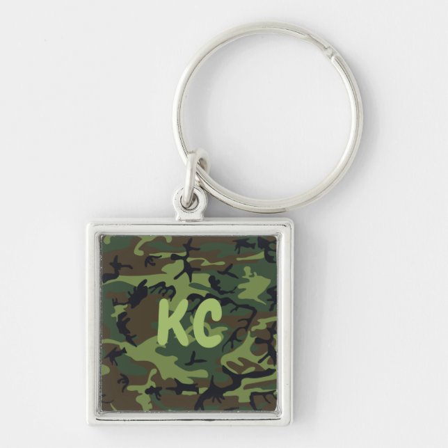 Chaveiro Praça Premium da Camuflagem Verde Militar Monogram (Frente)