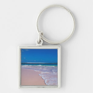 Chaveiro Praia de areia rosa na Baía de Conch, Ilha Cat,
