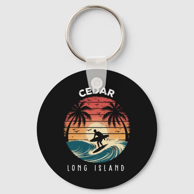 Chaveiro Praia de Cedar Beach Long Island Prancha de Surfe  (Frente)
