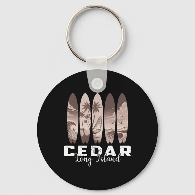 Chaveiro Praia de Cedar Long Island Prancha de Surfe Homens (Frente)