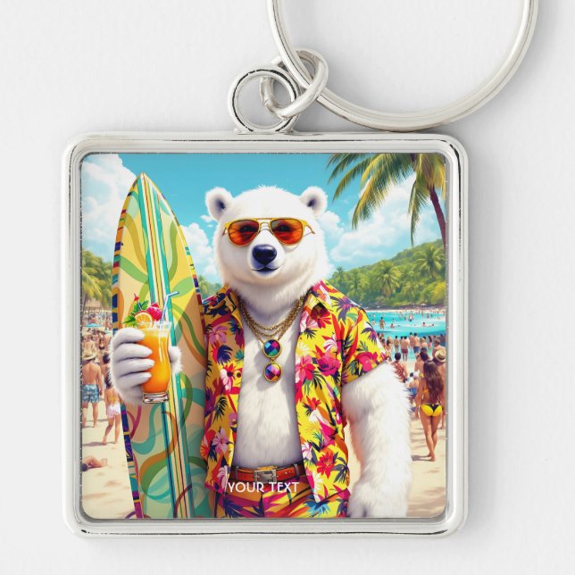 Chaveiro Praia de Urso Polar Fofo Fantasia (Frente)