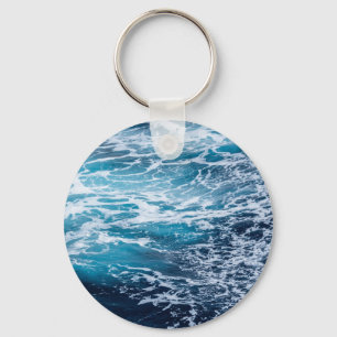 Chaveiro Praia de Verão do Oceano Azul de Ondas