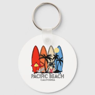 Chaveiro Praia do Pacífico Califórnia Retro Prancha de Surf