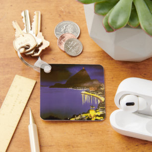 Chaveiro Praia do vintage na noite em Rio de Janeiro,