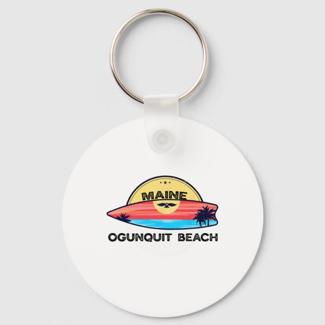 Chaveiro Praia Ogunquit Maine Surfboard Praia Surfe  (Frente)