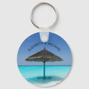 Chaveiro Praia tropical com casamento Thatched do