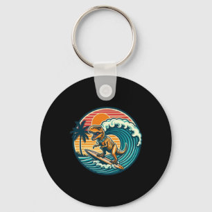 Chaveiro Prancha de Surf de Dinossauro Engraçado Praia Verã