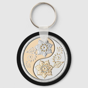Chaveiro Prata e Ouro Yin Yang