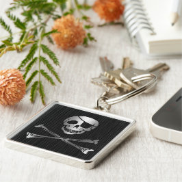 Chaveiro Prata Pirata Tribal e Preto