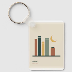 Chaveiro Prateleira Noturna Livros Mínimos e Lua Crescente