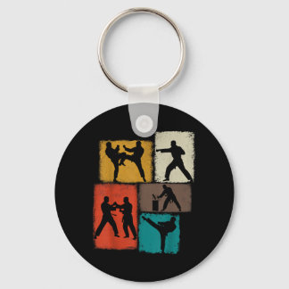 Chaveiro Praticante de Taekwondo Colagem Homens Crianças Tr