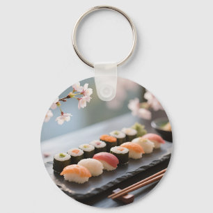 Chaveiro Prato de Sushi Flor de Cerejeira