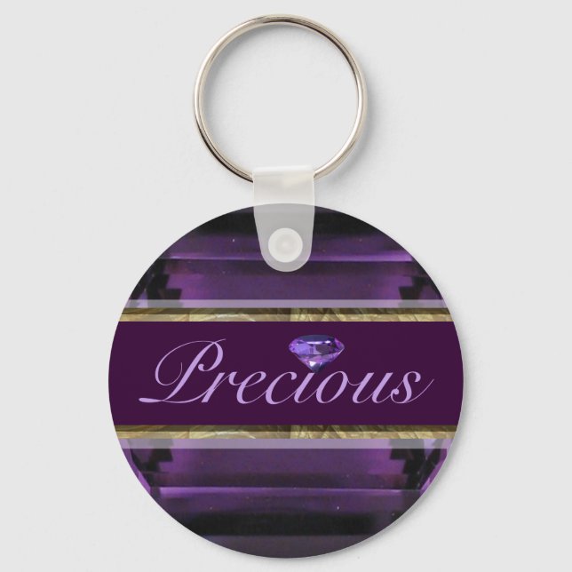 Chaveiro Precioso Design de Gema Violeta Roxa (Frente)