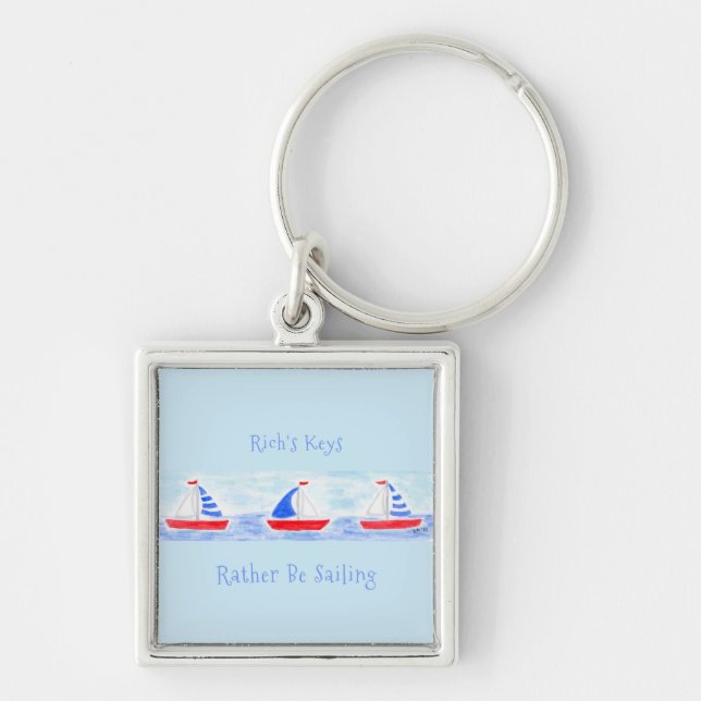 Chaveiro Preferencialmentes De Barcos À Vela Com Aquarelas  (Frente)