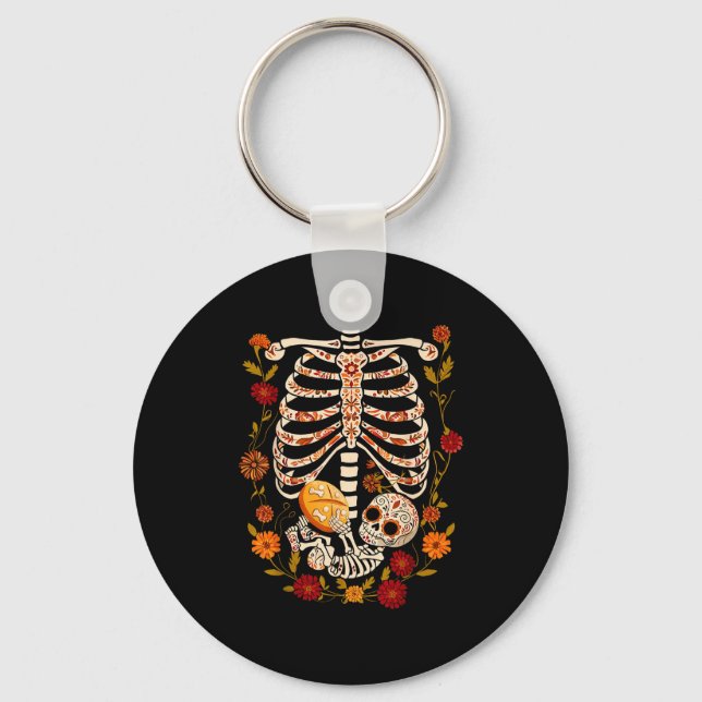Chaveiro Pregnancy Skeleton Dia De Los Muertos Mexican Bell (Frente)