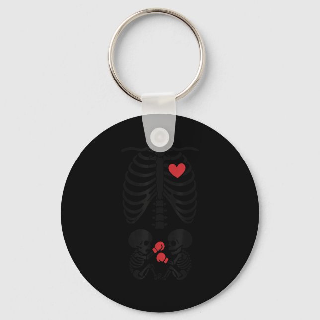 Chaveiro Pregnant Skeleton Twin Halloween Skeleton Boxing T (Frente)