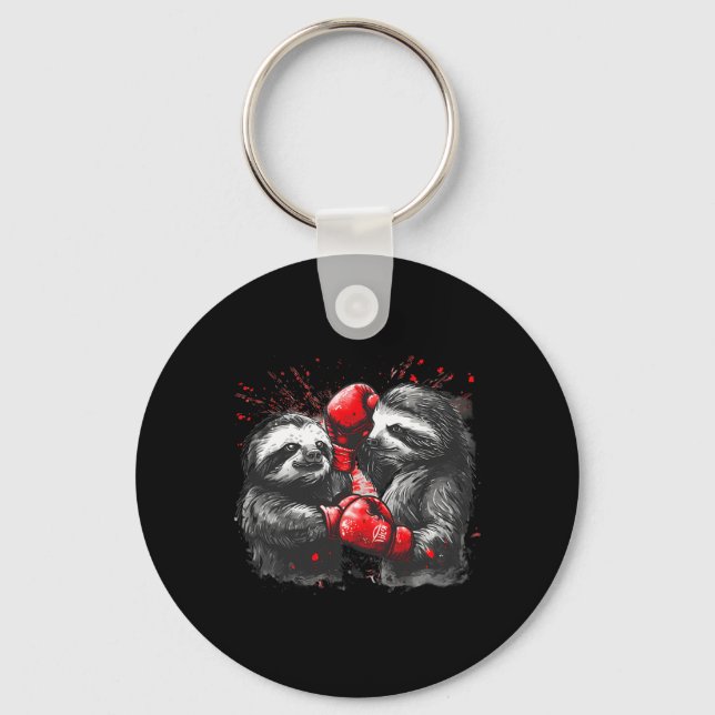 Chaveiro Preguiça de Boxe Com Luvas de Boxe Kickboxing Engr (Frente)