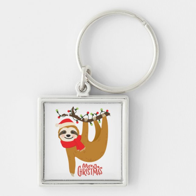 Chaveiro Preguiça de Natal com Chapéu de Papai Noel (Frente)