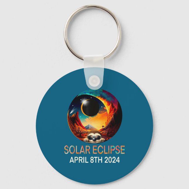 Chaveiro Preguiça do Eclipse Solar Vestindo Camisa Eclipse  (Frente)
