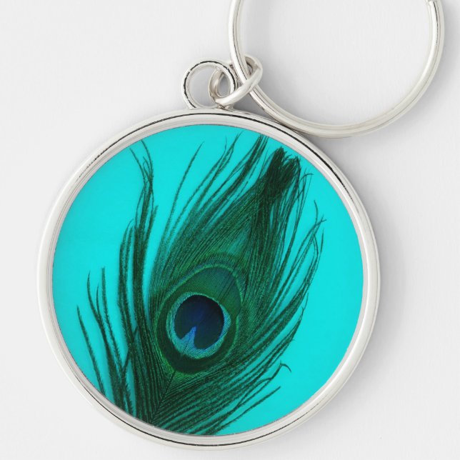 Chaveiro Premium de Pavão de Teal Grande (Frente)