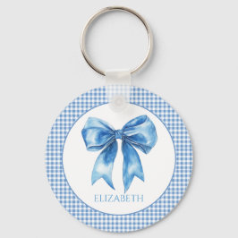 Chaveiro Preppy Blue e White Gingham e Arco