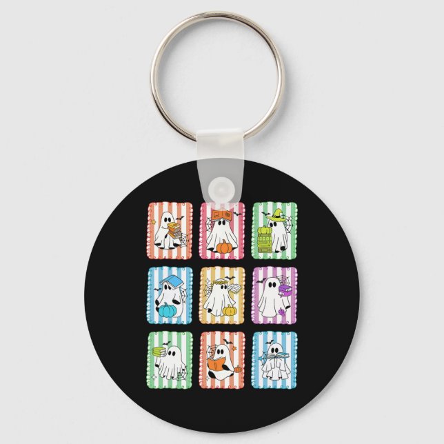 Chaveiro Preppy Ghost Leading Books Professora Halloween Li (Frente)