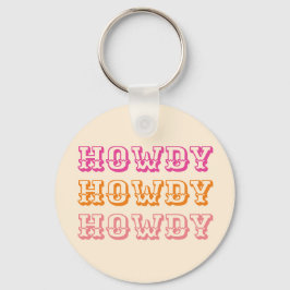 Chaveiro Preppy Girly Howdy Laranja Quente Rosa