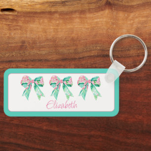 Chaveiro Preppy Pink e Turquoise Floral Arcos Personalizado