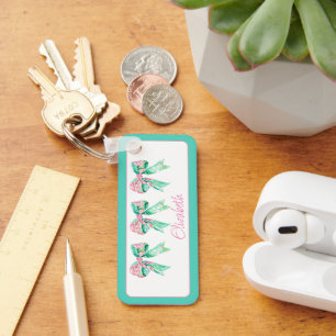 Chaveiro Preppy Pink e Turquoise Floral Arcos Personalizado
