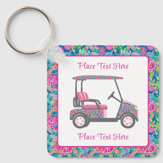 Chaveiro Preppy Sea Turtles Golf Cart (Frente)