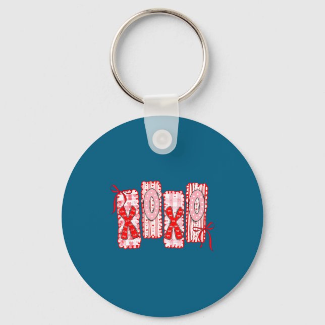 Chaveiro Preppy Xoxo Coquette Bow Hearts Valentine's Day Wo (Frente)