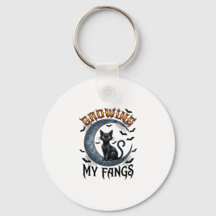 Chaveiro Presas Crescentes Gato Preto Lua Crescente Morcego
