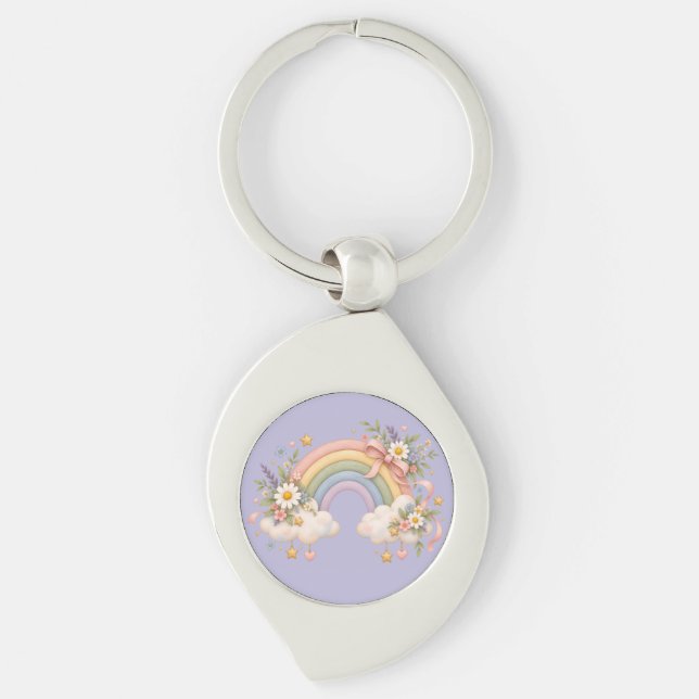Chaveiro Presente Arco-íris Aquarela – Nuvem Encantadora (Frente)