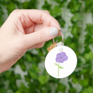 Chaveiro Presente Botânico de Flor Silvestre Roxa Minimalis