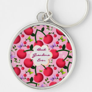 Chaveiro Presente com padrão de cerejeira floral rosa brilh