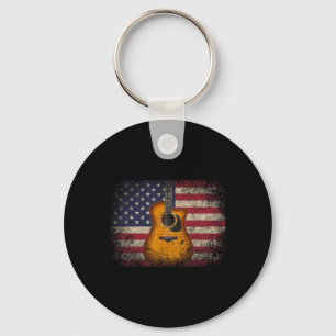 Chaveiro Presente de 4 de Julho de Guitarra Bandeira Americ