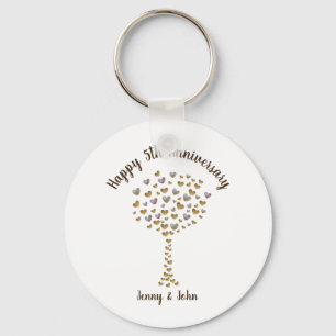 Chaveiro presente de aniversário de casamento de 5 wood