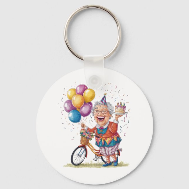 Chaveiro Presente de Aniversário Divertido para Avó Andando (Frente)