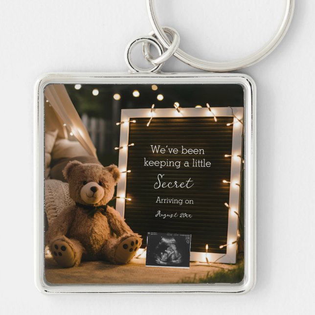 Chaveiro Presente de Anúncio de Gravidez Teddy Bear Cozy Ni (Frente)