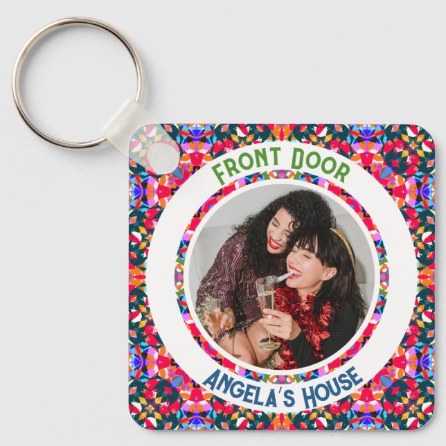 Chaveiro Presente de Aquecimento Doméstico Colorido de Text (Frente)