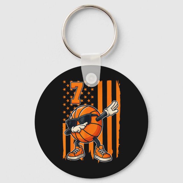 Chaveiro Presente de Bandeira Americana de Basquete - 7 de  (Frente)