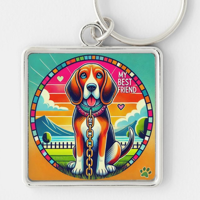 Chaveiro Presente de Cachorro de Desenho para Melhor Amigo  (Frente)
